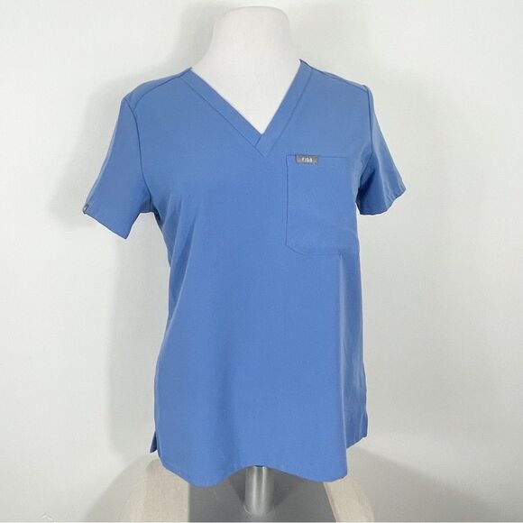 Figs Tops - Figs Catarina One-Pocket Medical Uniform Scrub Top Short Sleeve Blue Size XS